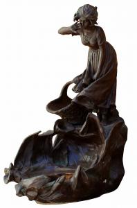 Mädchen mit Korb an einem Brunnen, 19. Jahrhundert